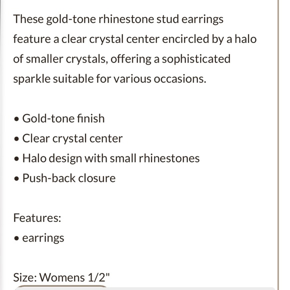 Ralph Lauren Halo Gold Tone CZ Stud Earrings - Picture 6 of 6